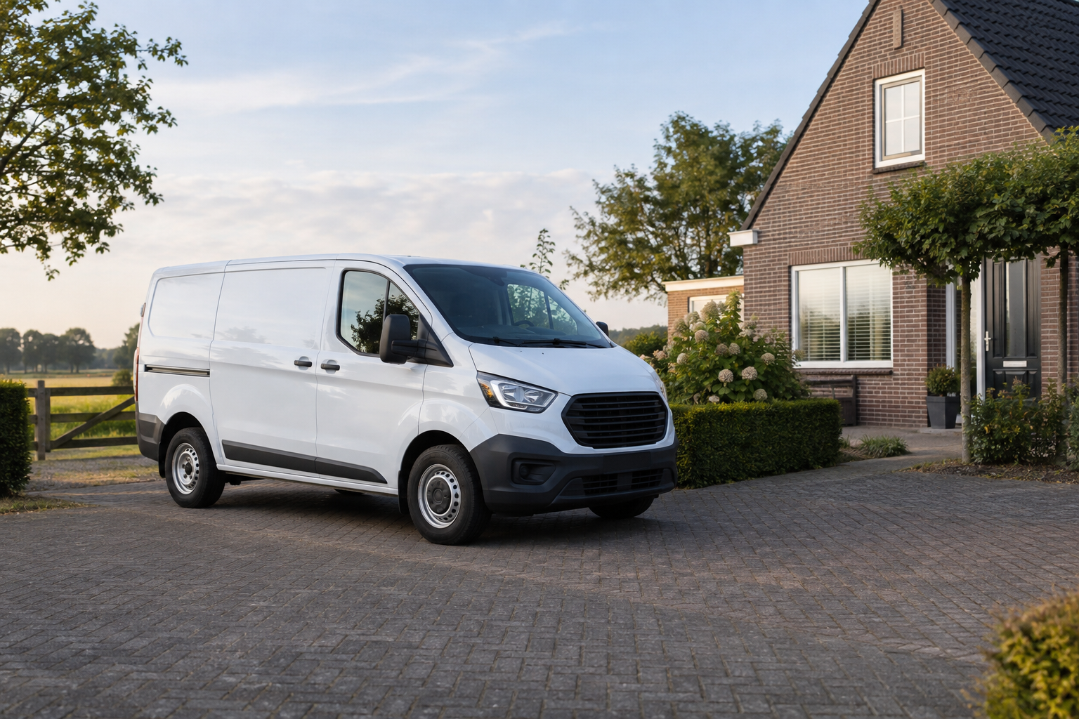 Servicebus op een ruime verharde oprit